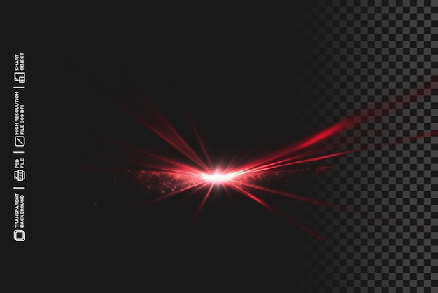 powerful red flare explosion on transparent isolated background