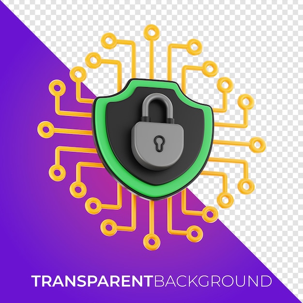 Premium technology data chip security icon 3d rendering on isolated background