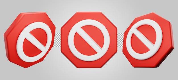 Prohibited sign isolated on transparent background 3D Render