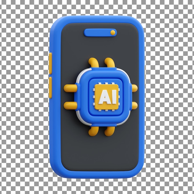 PSD 3D Ai Smart phone icon on Isolated and transparent background