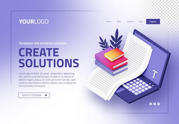 PSD 3d creative agency landing page template