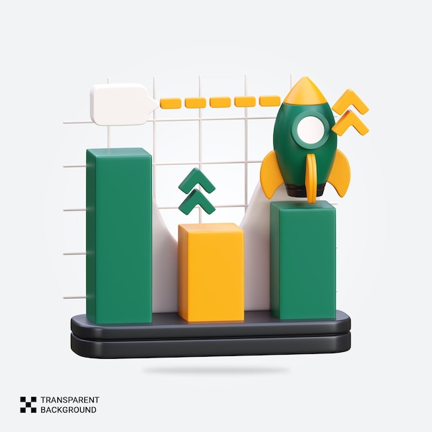 PSD 3d growth graph icon