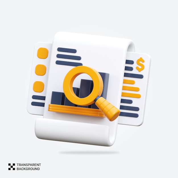 PSD 3D render financial report icon