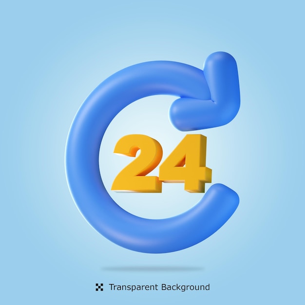 PSD 3d rendering 24 hours customer service 3d icon isolated illustration