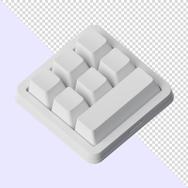 PSD 3D white mini keyboard 3x1