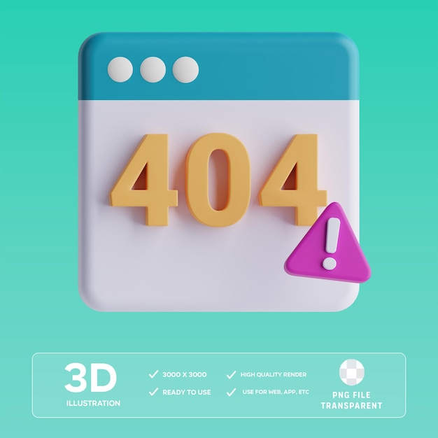 PSD 404 error 3D Illustration