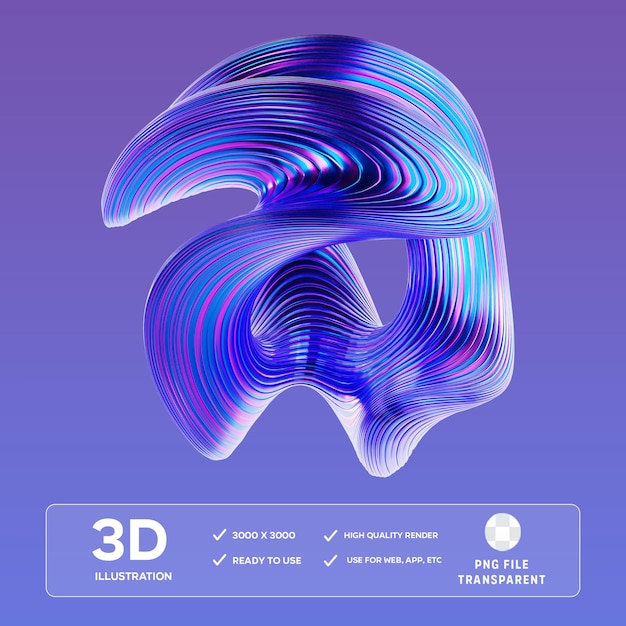 PSD Abstract blue shape 3D Illustration