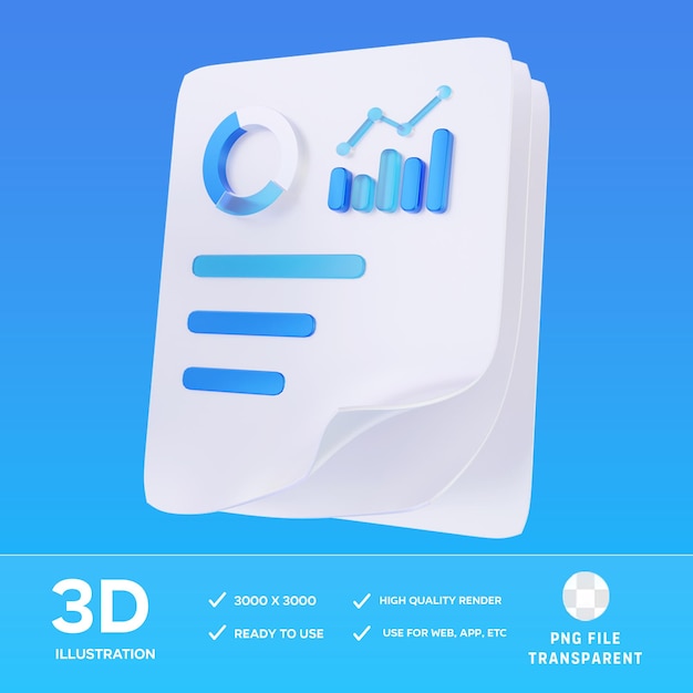 PSD analysis report 3D Illustration