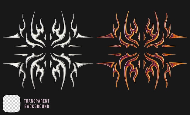 psd chrome y2k abstract tribal shape 3d rendering