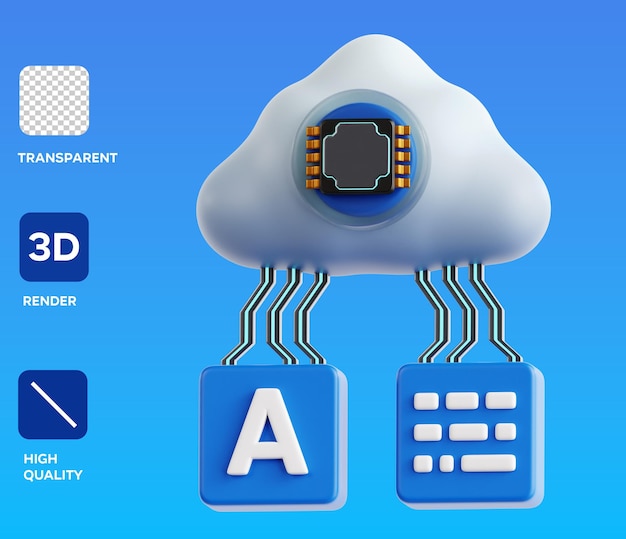 PSD Cloud AI language model 3D Illustration