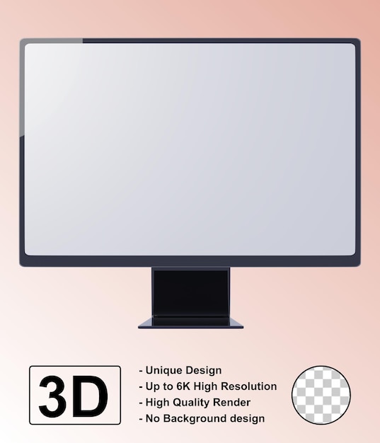 psd computer office mockup 3d rendered isolated