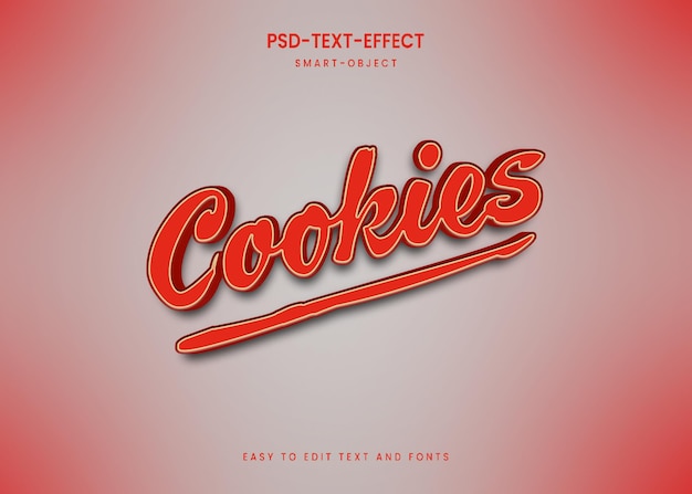 PSD cookies 3d text effect