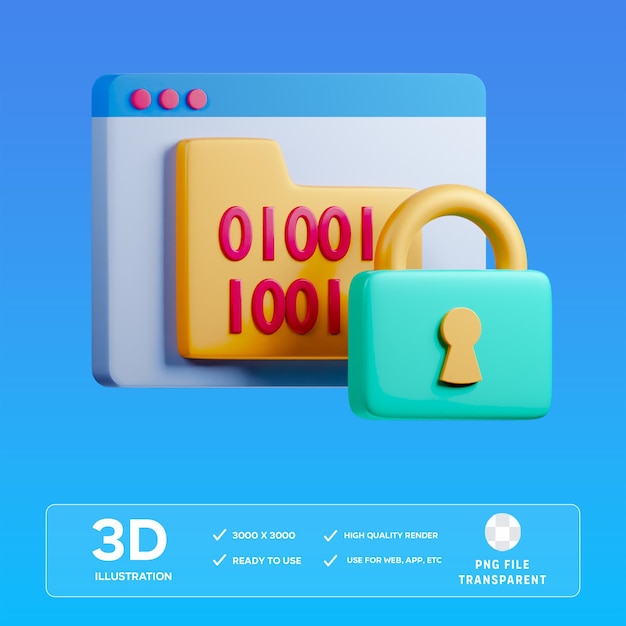 PSD data encryption 3D Illustration
