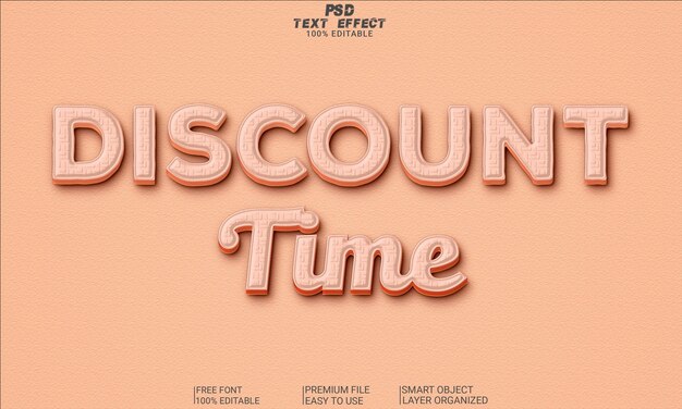 PSD discount time text style effect cartoon and comic text style