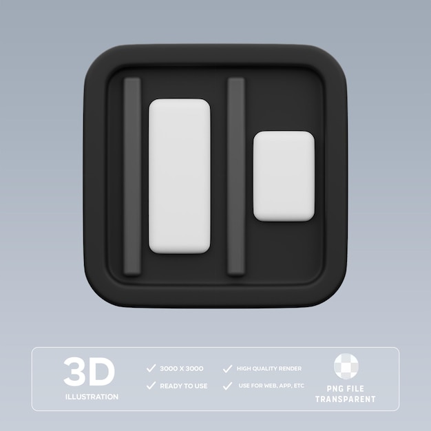 PSD horizontal distribution left 3D Illustration