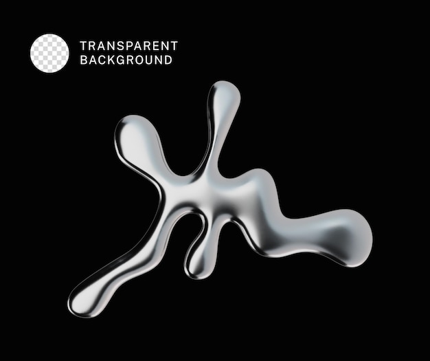 PSD Liquid Chrome Bubble 3d rendering