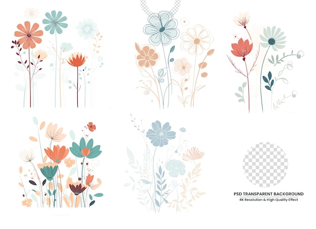 PSD Minimalistic flat flora design with harmonious color
