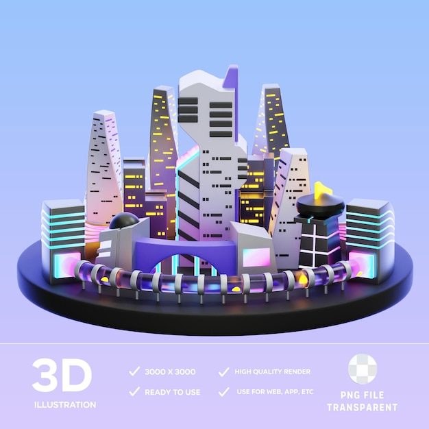 PSD modern city 3D illustration