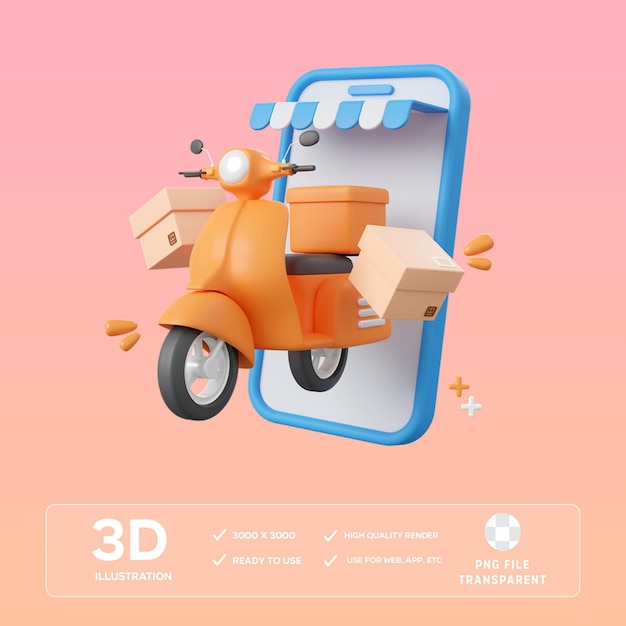 PSD online delivery service 3D Illustration
