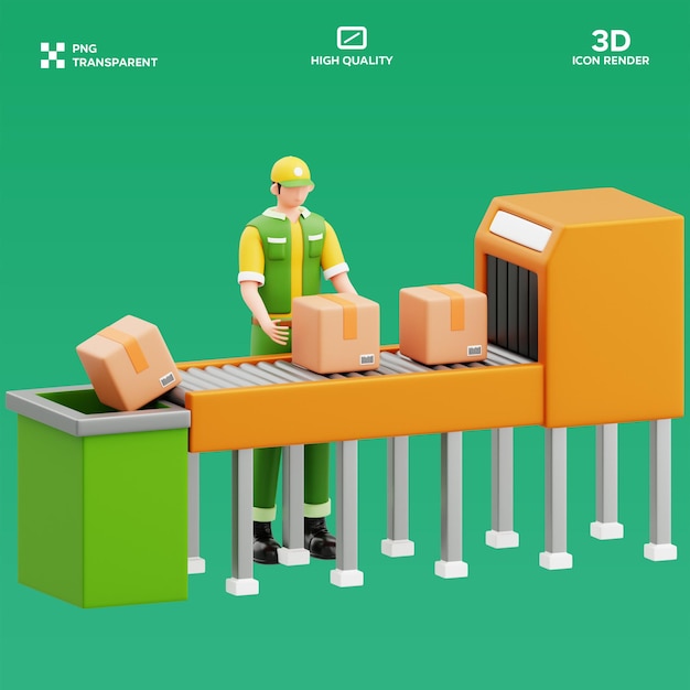 PSD Parcel Sorting 3D Illustration