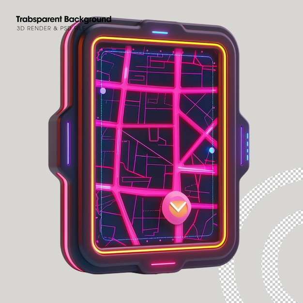 psd smart gps map element isolated 3d object
