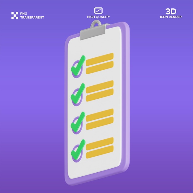 PSD to do list 3D Illustration