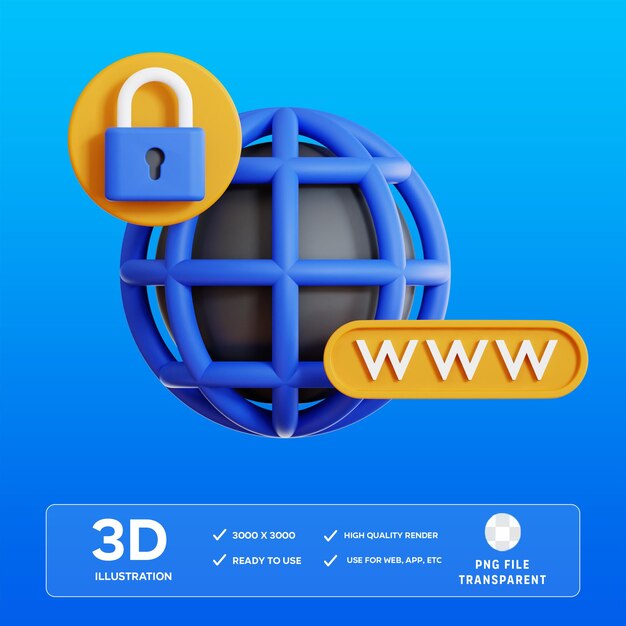 PSD Website Security 3D Illustration