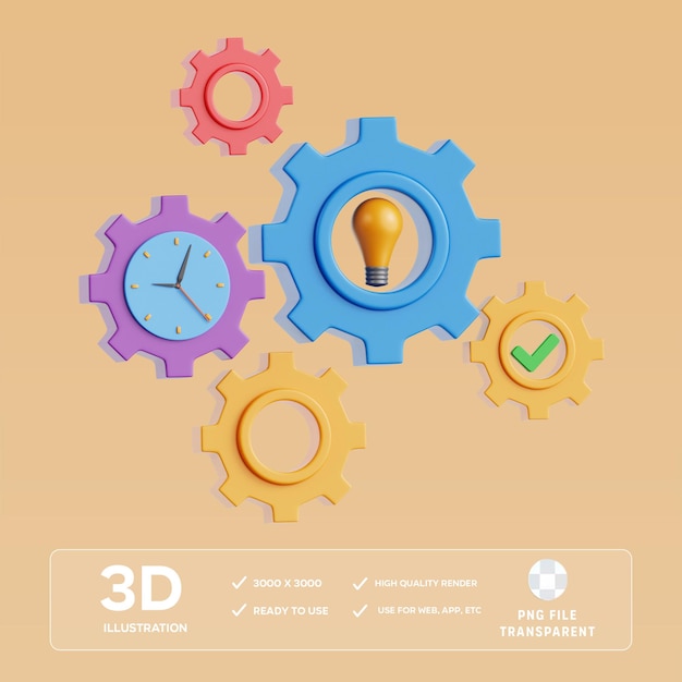 PSD Workflow 3D Illustration