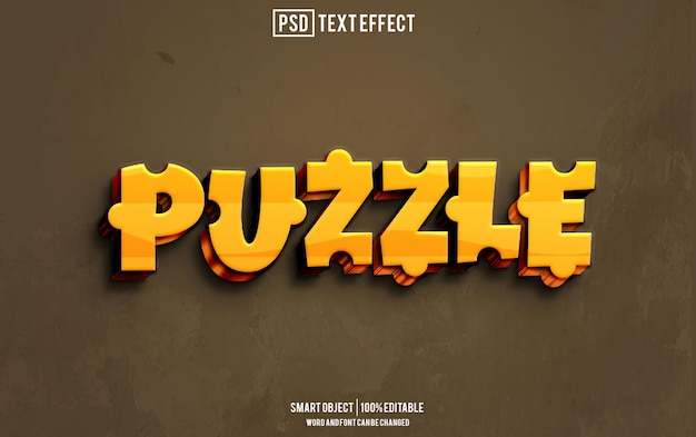 puzzle text effect font editable typography 3d text