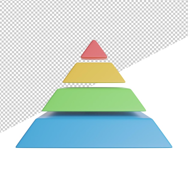 pyramid chart statistic front view 3d rendering illustration on transparent background