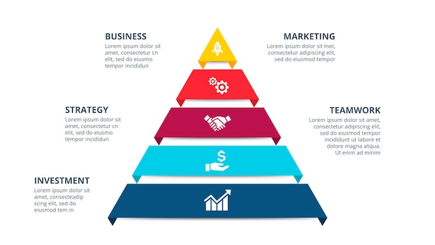 pyramid infographic with 5 options. business presentation template.