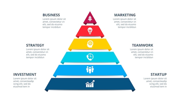 pyramid infographic with 6 options. business presentation template.