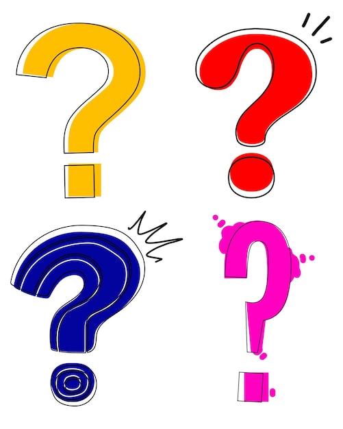 question mark collection on transparent background