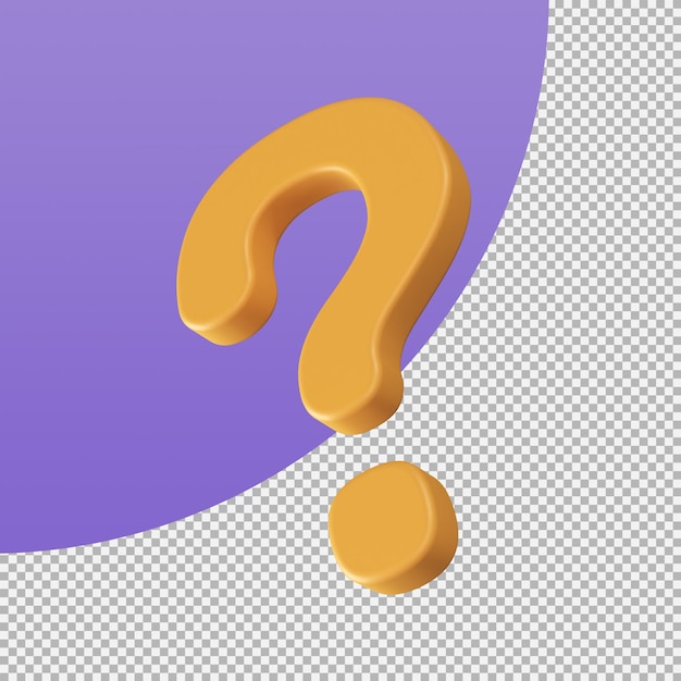 question mark icon questioning for answers 3d illustration with clipping path
