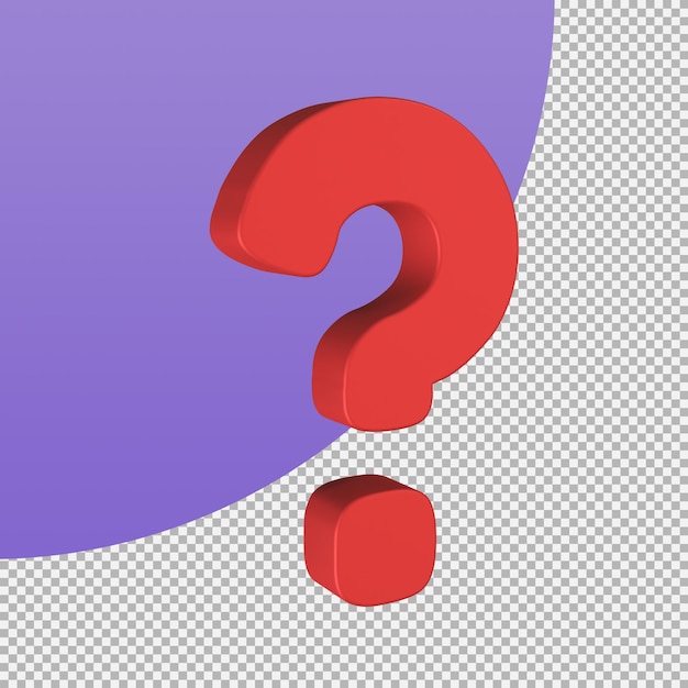 question mark icon questioning for answers 3d illustration with clipping path