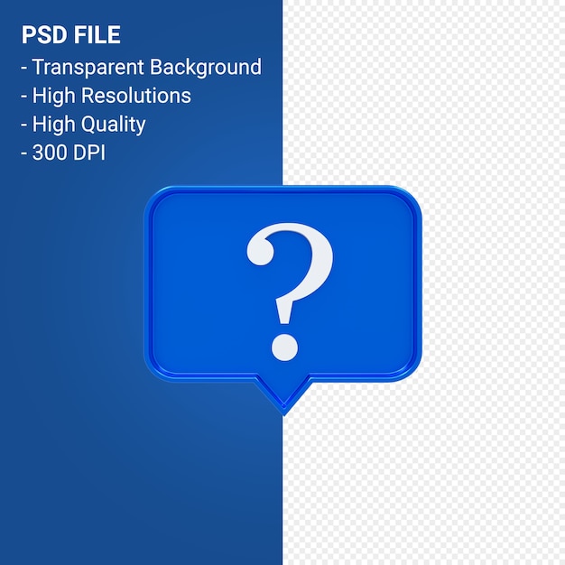 Question mark notification 3d icon isolated