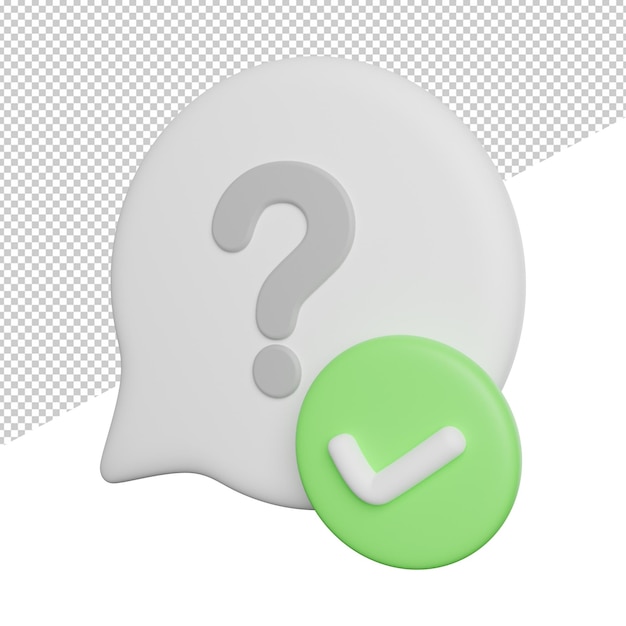 Questions Accept Reason side view 3d rendering icon illustration on transparent background