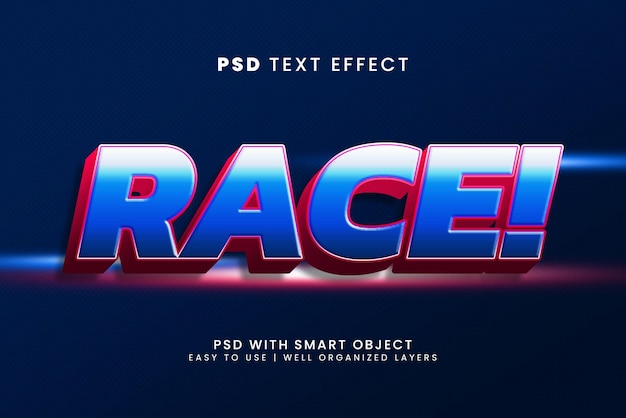 race editable 3d text effect with speed and light text style