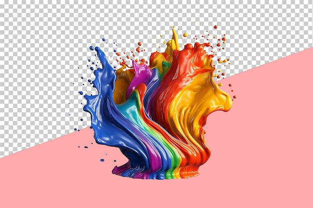 Rainbow paint splash isolated object transparent background