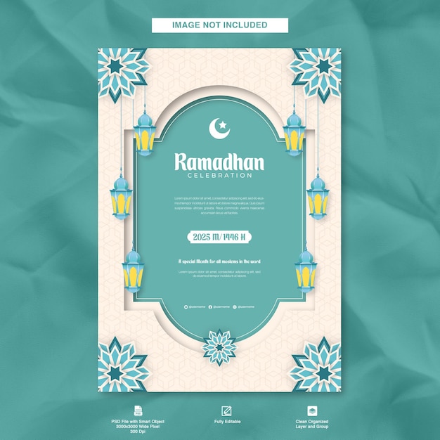 Ramadhan Celebration Greetings Banner Poster Template Design With Islamic Background