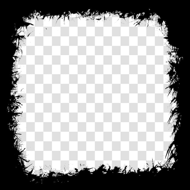 Realistic Black Grunge Frame Texture for Posters and Art Isolated on a Transparent Background