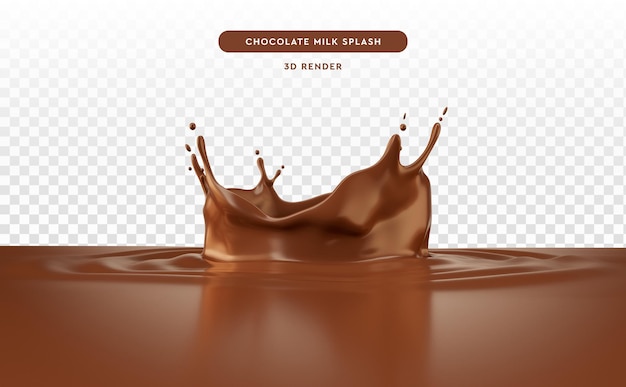 Realistic chocolate milk splash isolate background transparent