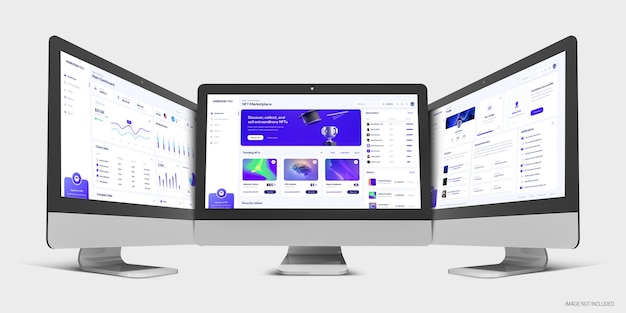 Realistic desktop mockup and web browser screen mockup template with editable background