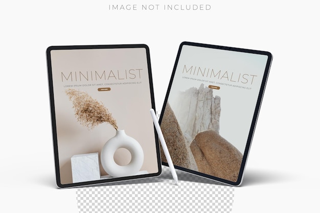Realistic modern tablet and pencil digital device mockup front view with blank screen and shadow isolated on background Technology empty display template for ui ux app and website presentation
