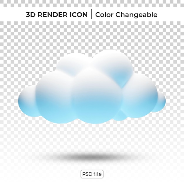 realistic simple cloud 3d render color changeable icon