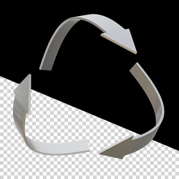 Recycling symbol with three arrows in a circle 3D Graphic Design Silver Metallic Concept Materials