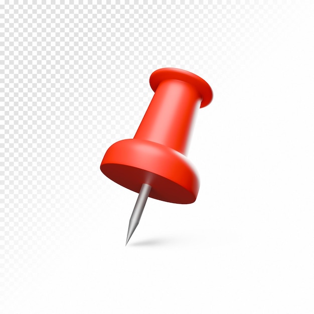 Red push pin on a transparent background