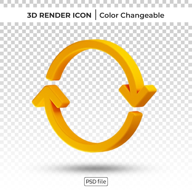 Refresh arrow 3d render color changeable icon