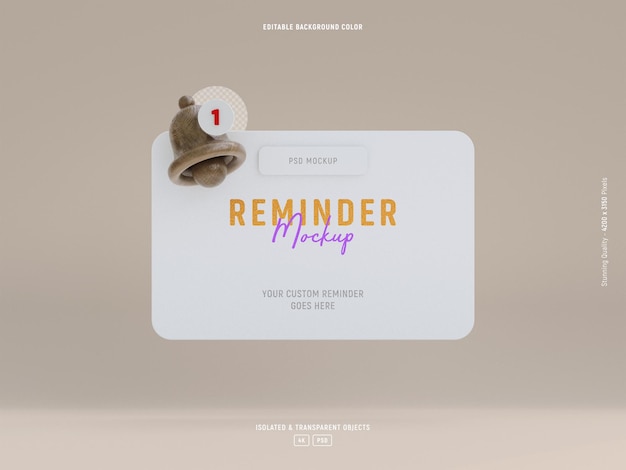 reminder notification interface mockup isolated objects