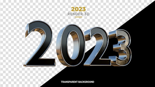 rendering 3d chhrome texture 2023 new year number high quality